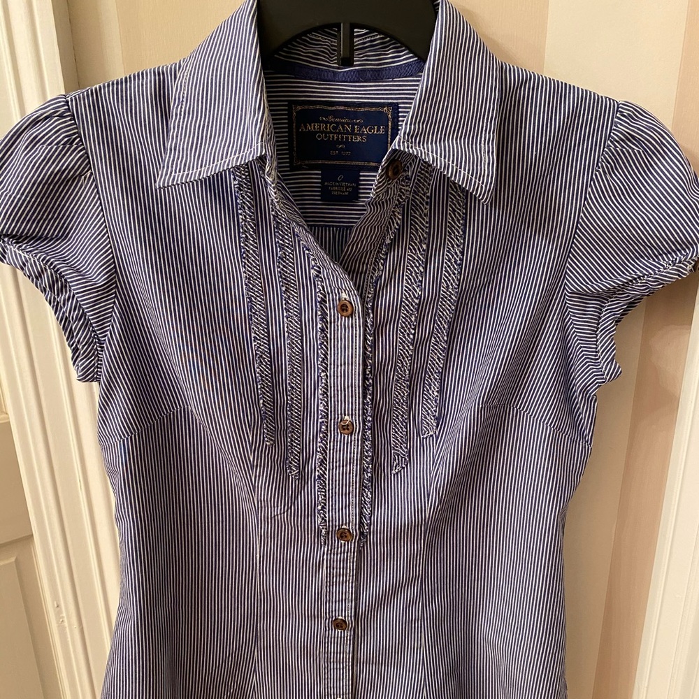 American Eagle tuxedo front button down.